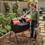 Dual Chamber Compost Bin 160L Rotating Octagonal Compost Tumbler