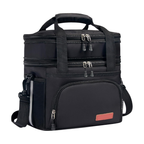 16L Insulated Lunch Bag with Two Compartments and Shoulder Strap