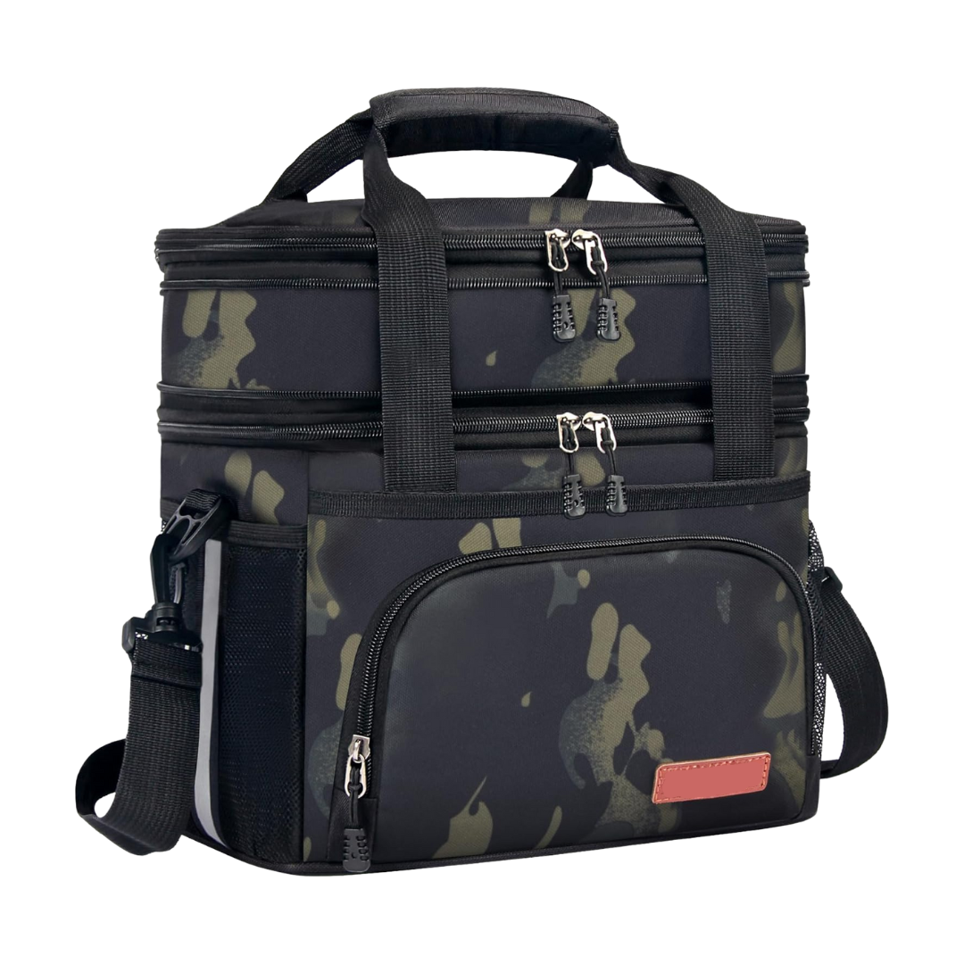 16L Insulated Lunch Bag with Two Compartments and Shoulder Strap