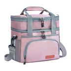 16L Insulated Lunch Bag with Two Compartments and Shoulder Strap