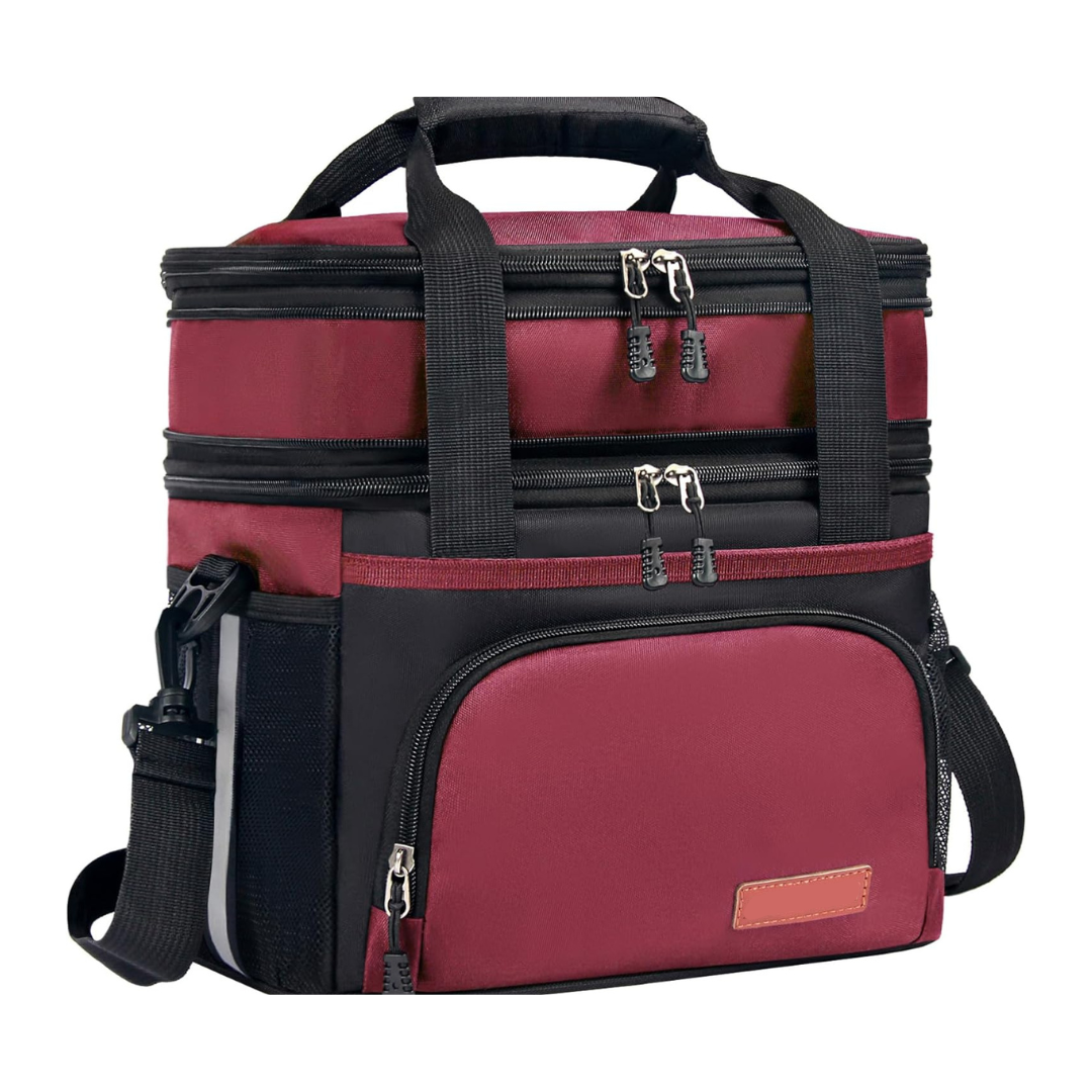 16L Insulated Lunch Bag with Two Compartments and Shoulder Strap