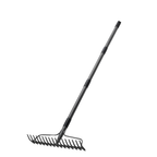17 Tine Metal Garden Rake with Stainless Steel Handle, Heavy Duty Tool