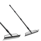 17 Tine Metal Garden Rake with Stainless Steel Handle, Heavy Duty Tool