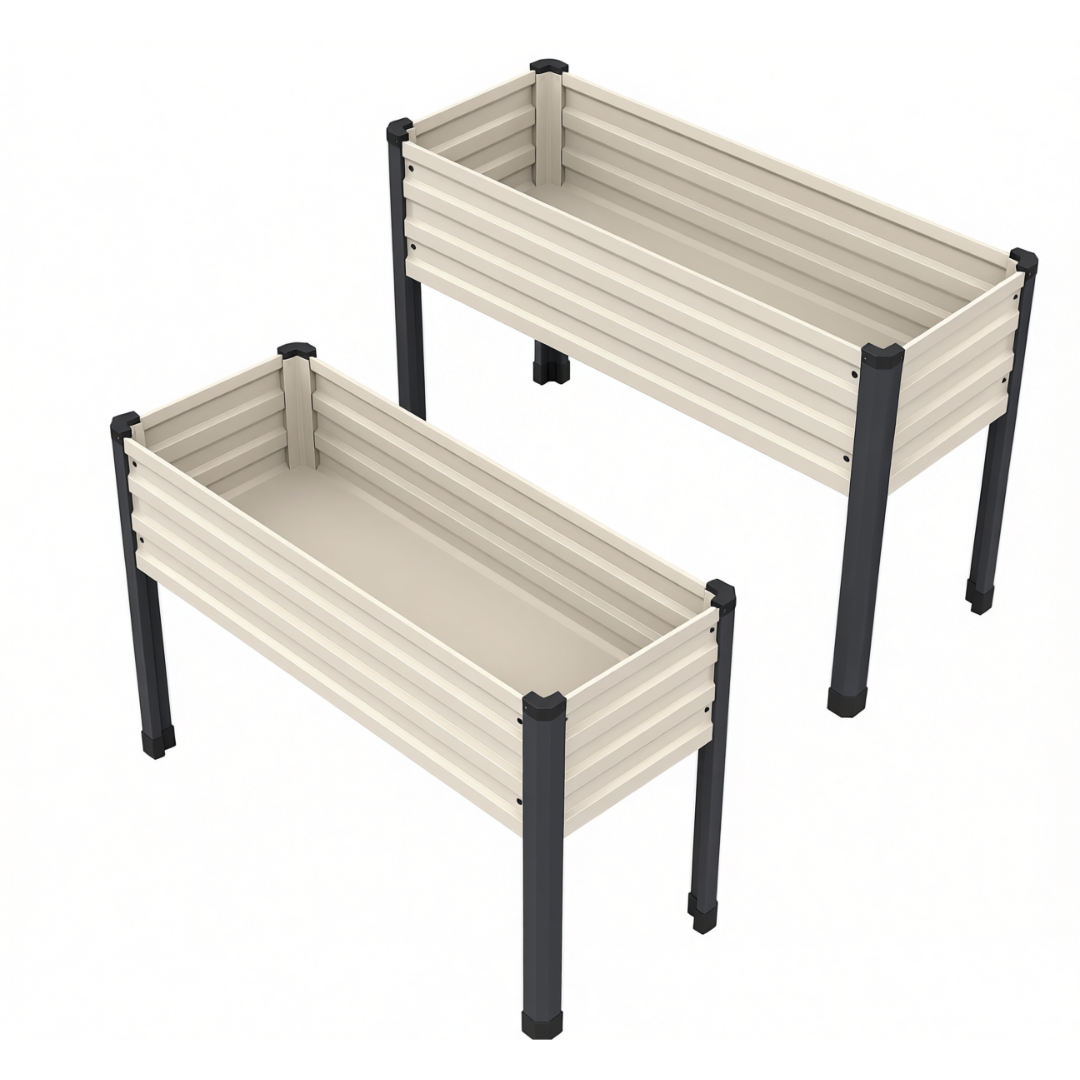 2-piece Galvanized Raised Garden Beds with Legs 48 x 18 x 30 Inches