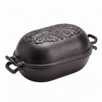 3.3 Quart Cast Iron Loaf Pan with Lid Pre-Seasoned Oval Bread Baker