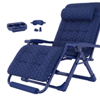 Folding Reclining Chair with Removable Cushion, Footrest and Tray