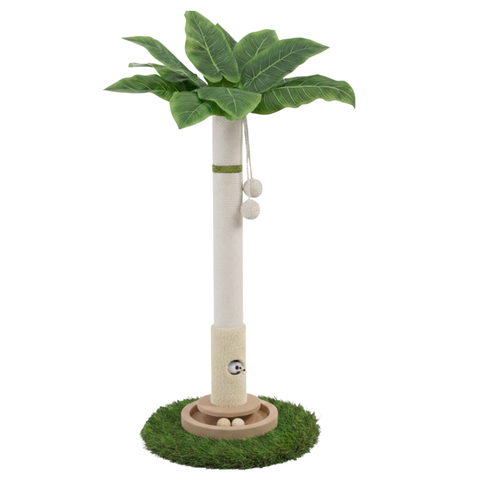 35-Inch Cat Scratcher Tower with Hanging Toys and Track Balls