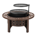 36 Inch Wood Burning Fire Pit Table with Dual Grills and Tabletop Lid
