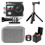 4K Action Camera with Dual Screens Water-Resistant Case WiFi Mount Kit