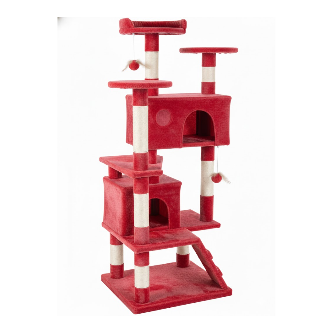 54 Inch Cat Tree with Condos, Platforms, Scratching Posts and Ladder