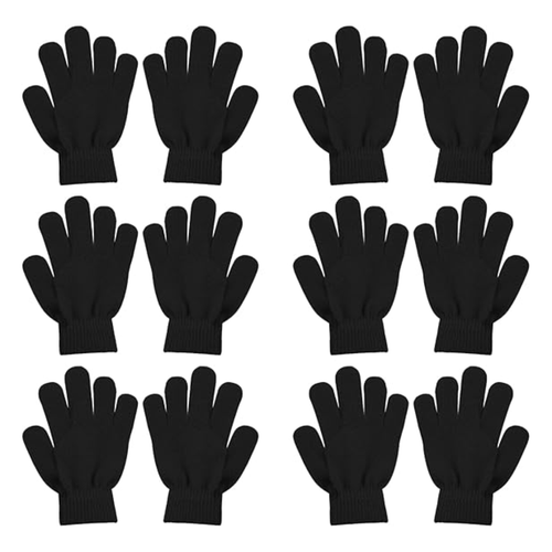 6 Pair Set Unisex Acrylic Knit Gloves for Winter Use