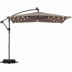 8x8 ft Solar LED Cantilever Patio Umbrella with Base and Rotation