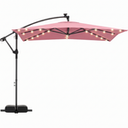8x8 ft Solar LED Cantilever Patio Umbrella with Base and Rotation