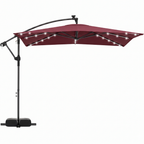 8x8 ft Solar LED Cantilever Patio Umbrella with Base and Rotation