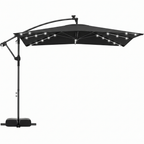 8x8 ft Solar LED Cantilever Patio Umbrella with Base and Rotation