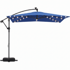 8x8 ft Solar LED Cantilever Patio Umbrella with Base and Rotation
