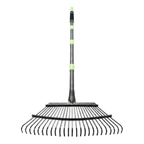 Adjustable 25-Tine Steel Garden Leaf Rake with Extendable Handle