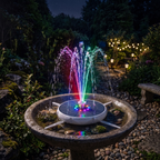 Solar Bird Bath Fountain with LED Lights and Adjustable Spray Patterns