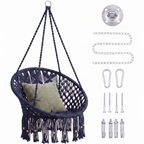 Handwoven Macrame Hammock Swing Chair with Hanging Hardware Kit