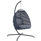 Hanging Egg Chair with Stand Patio Rattan Swing Chair, 350 lb Capacity