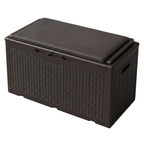 Resin Storage Deck Box with Cushion Seating Top and Lift Open Design