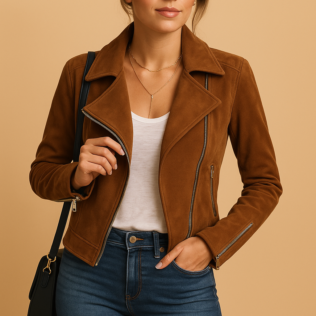 Women’s short summer jacket in breathable lightweight fabric with a modern cut, available in six elegant colors for casual or travel outfits.