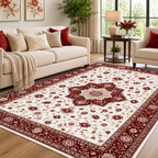 Washable 8 x 10 ft Area Rug with Soft Surface TPR Floor Backing