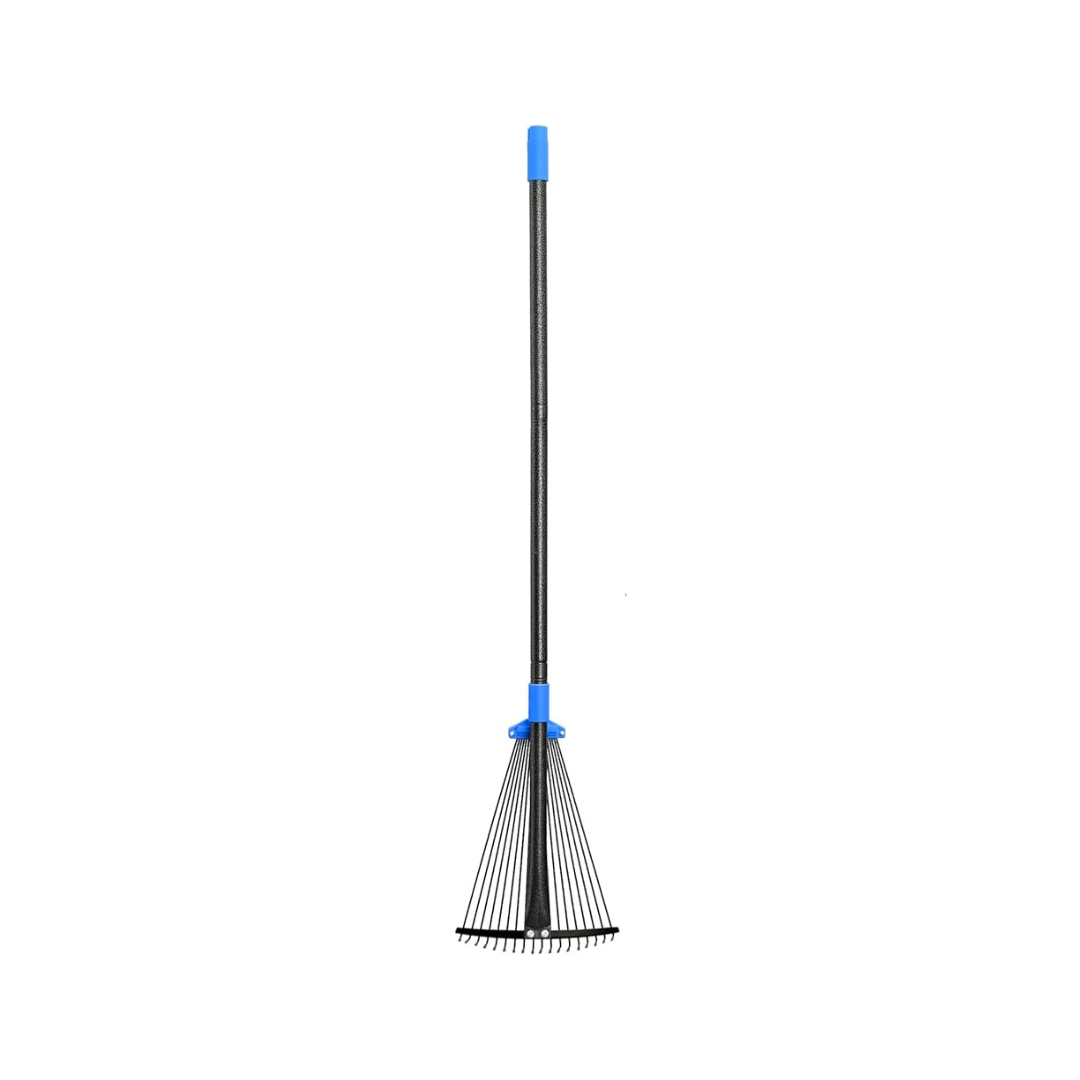 Adjustable Metal Leaf Rake with Expandable Head for Yard and Camping