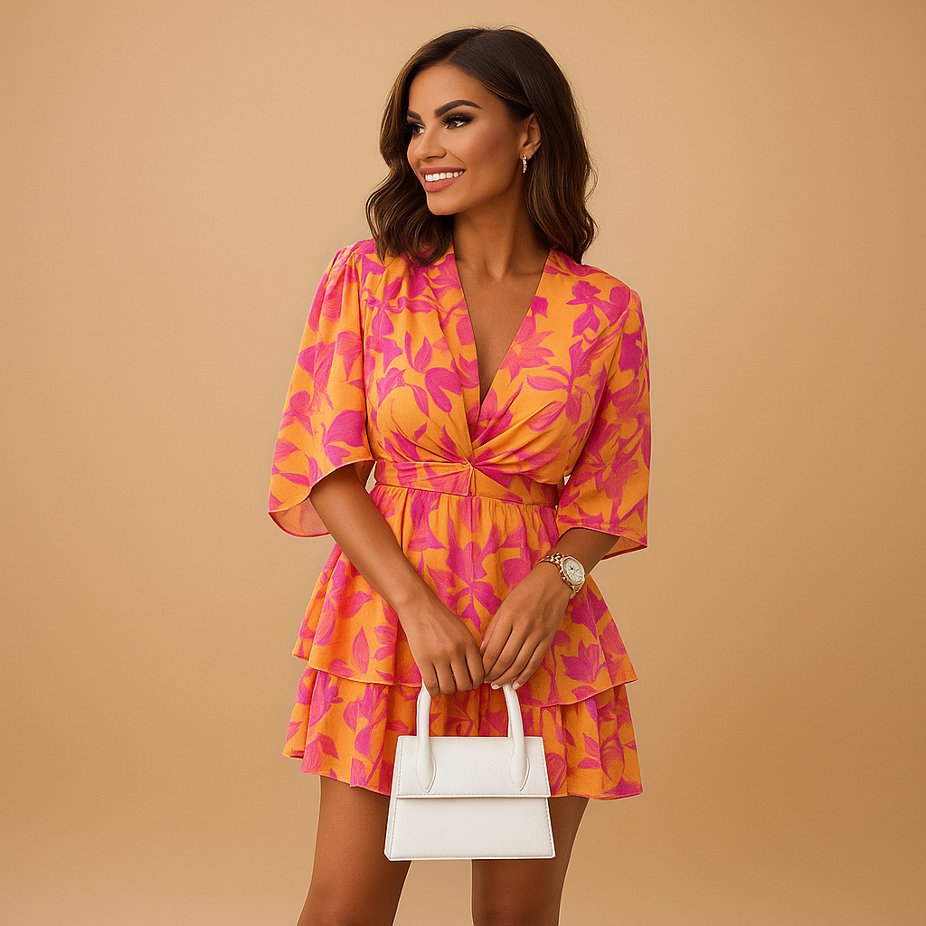 Women’s boho mini dress with breathable fabric and unique bohemian prints, perfect for summer, festivals, and beach outings.