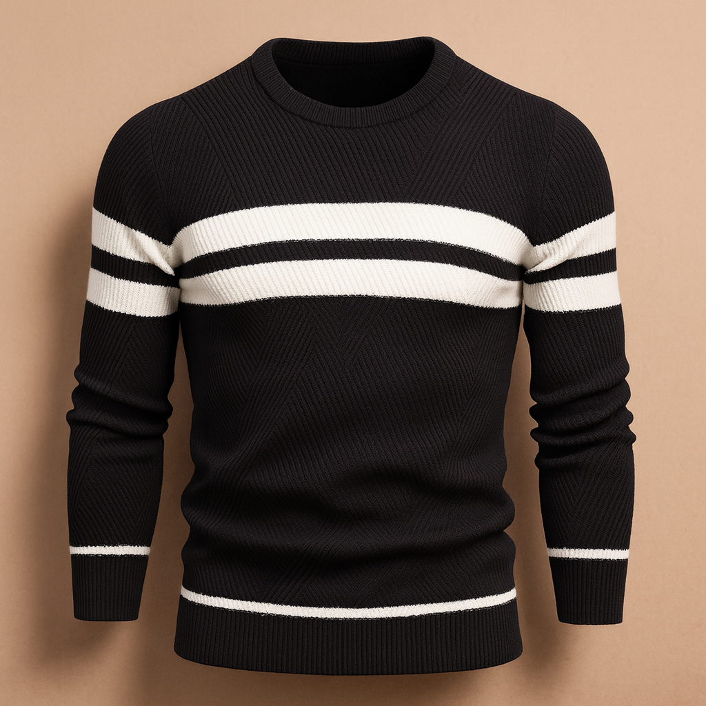 Men’s casual crew neck sweater with soft fabric and modern fit,  perfect for daily wear and casual occasions in autumn and winter.
