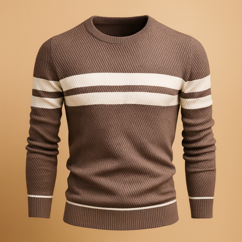 Men’s casual crew neck sweater with soft fabric and modern fit,  perfect for daily wear and casual occasions in autumn and winter.