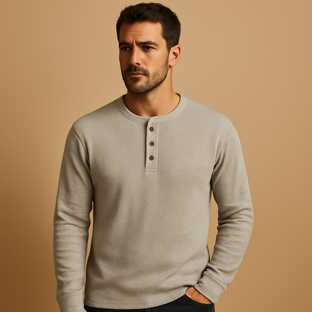 Men’s casual long sleeve shirt with a relaxed fit, available in neutral and seasonal colors, perfect for daily wear and casual occasions.