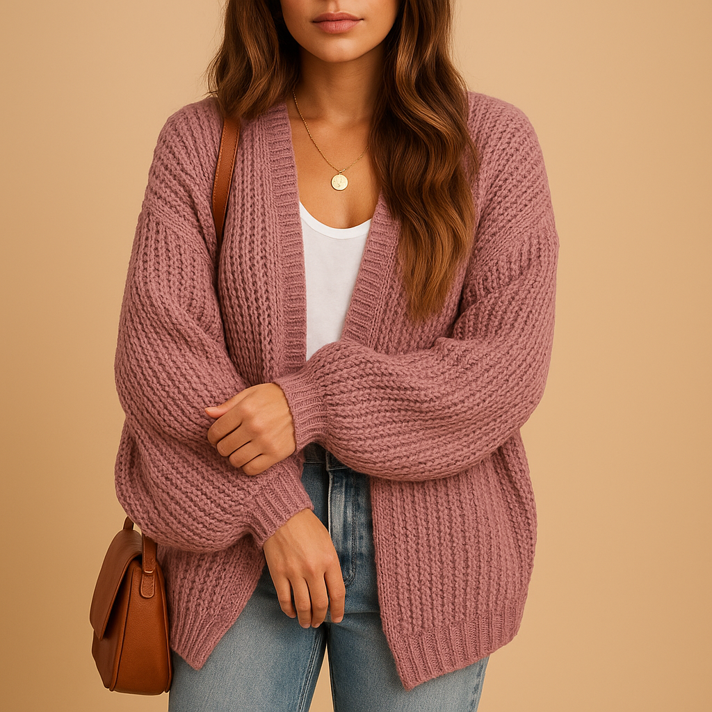 Women’s casual open front knitted cardigan with relaxed fit, breathable fabric, and subtle texture, available in black, coffee, gray, pink, and white.