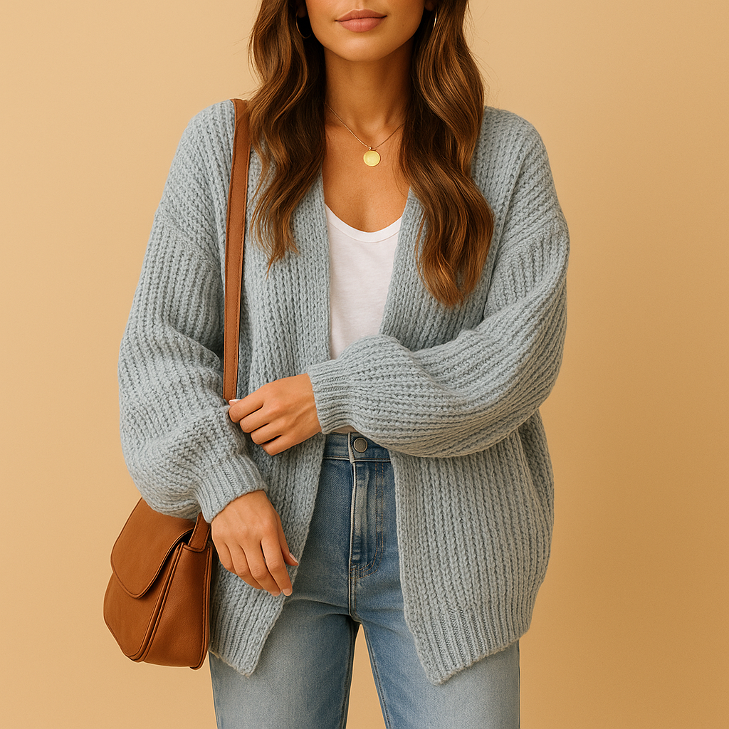 Women’s casual open front knitted cardigan with relaxed fit, breathable fabric, and subtle texture, available in black, coffee, gray, pink, and white.