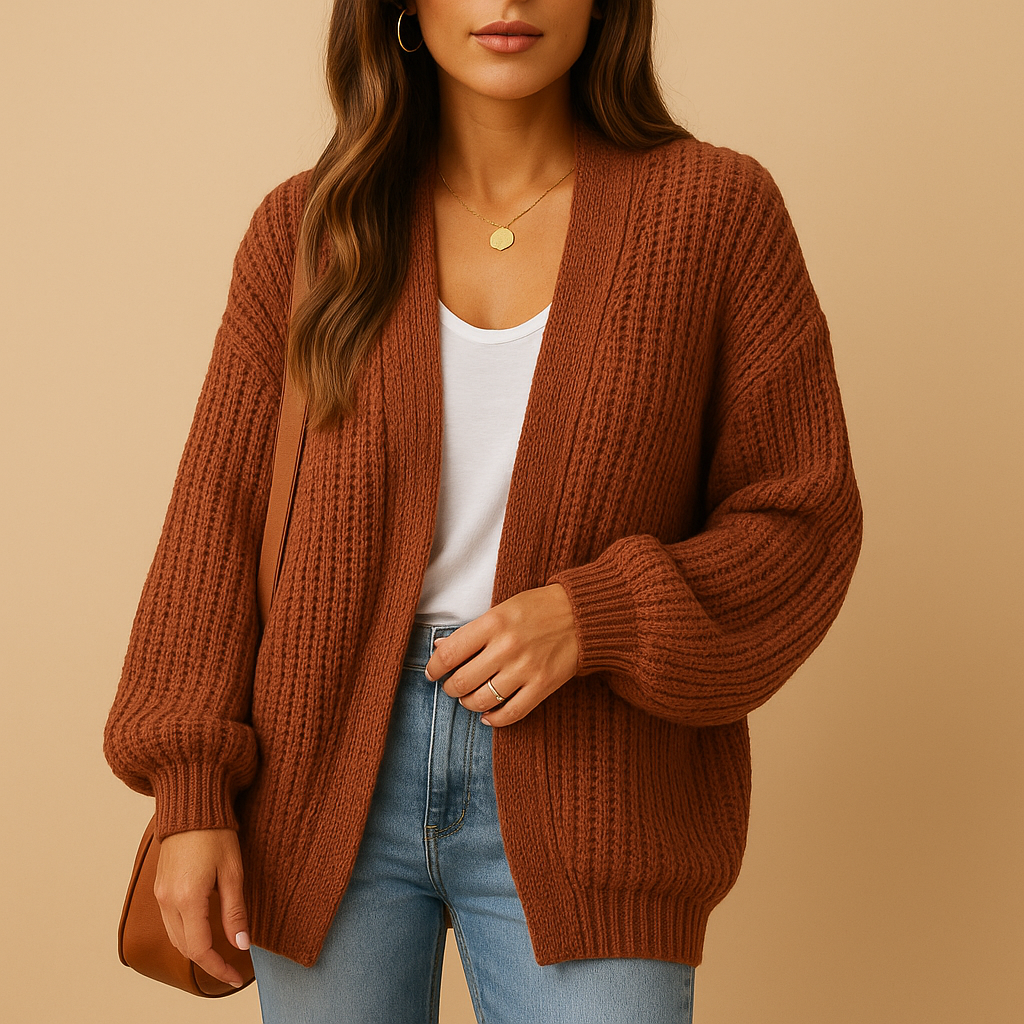Women’s casual open front knitted cardigan with relaxed fit, breathable fabric, and subtle texture, available in black, coffee, gray, pink, and white.