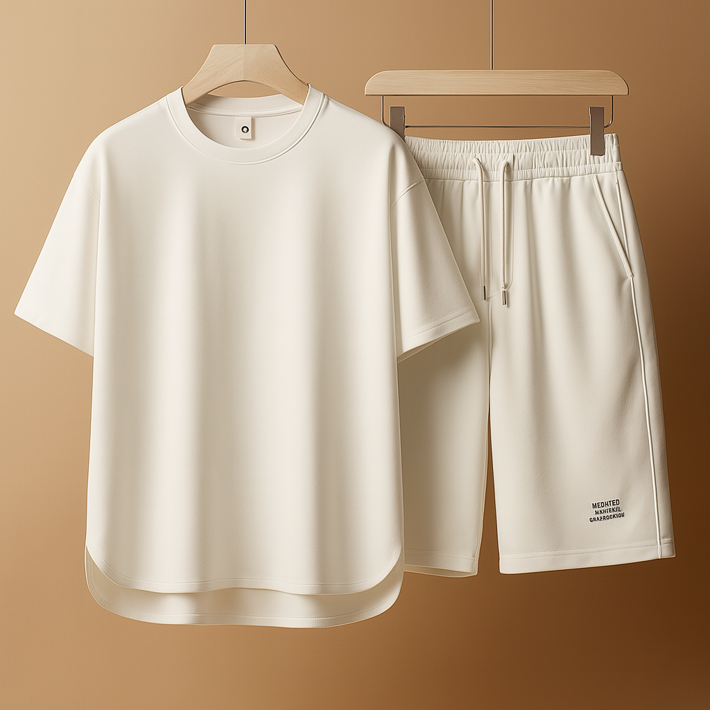 Men’s casual summer T-shirt and short set with relaxed fit, perfect for home wear, leisure, and warm summer outings.