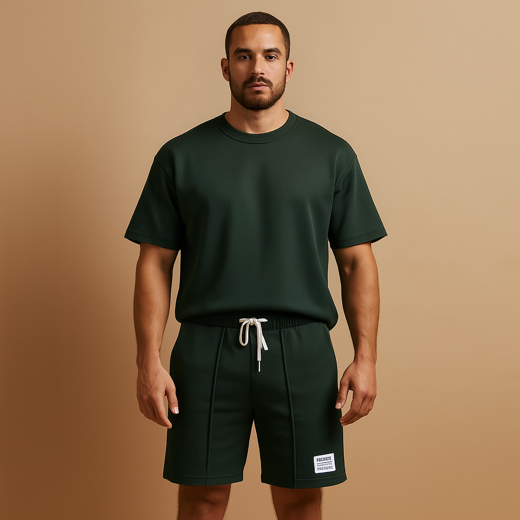 Men’s casual summer T-shirt and short set with relaxed fit, perfect for home wear, leisure, and warm summer outings.