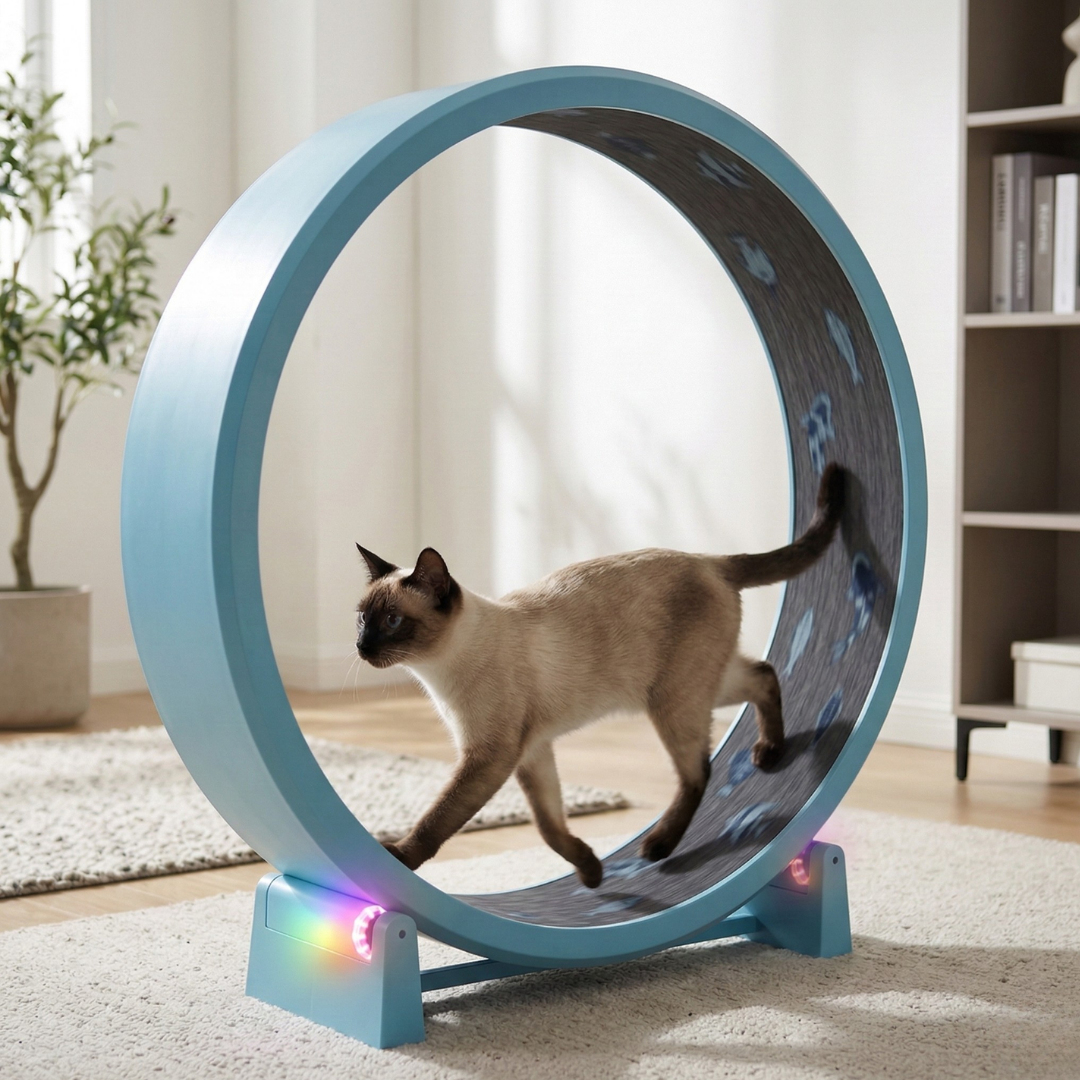 Cat Exercise Wheel 48 in Diameter with Black Felt Traction Pads