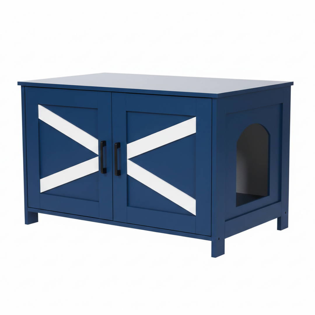 Cat Litter Box Enclosure Cabinet With Barn Door And Side Entry