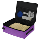 Cat Travel Litter Box with Zip Lid, Liners, Scoop and Bowl Set