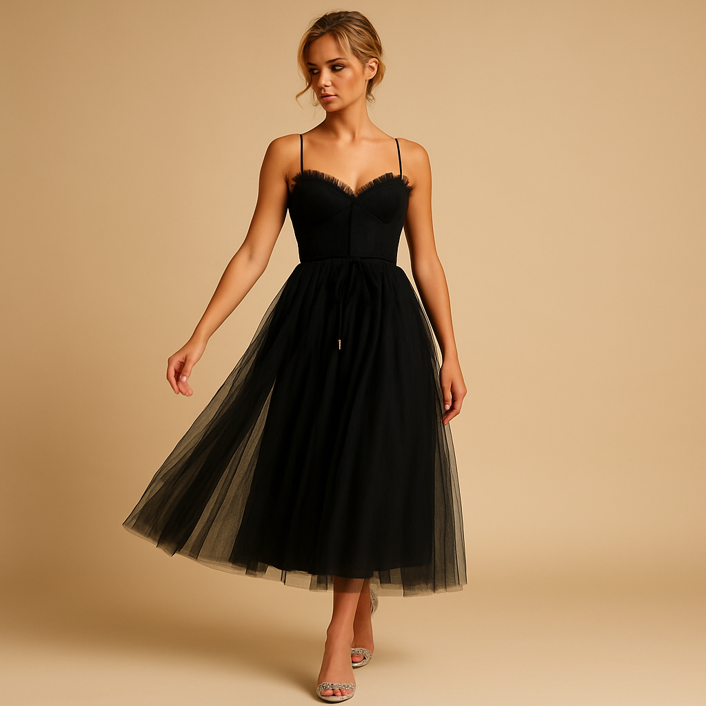 Chiffon maxi dress for women with tulle overlay and sleeveless design, perfect for weddings, evening parties, and elegant occasions.