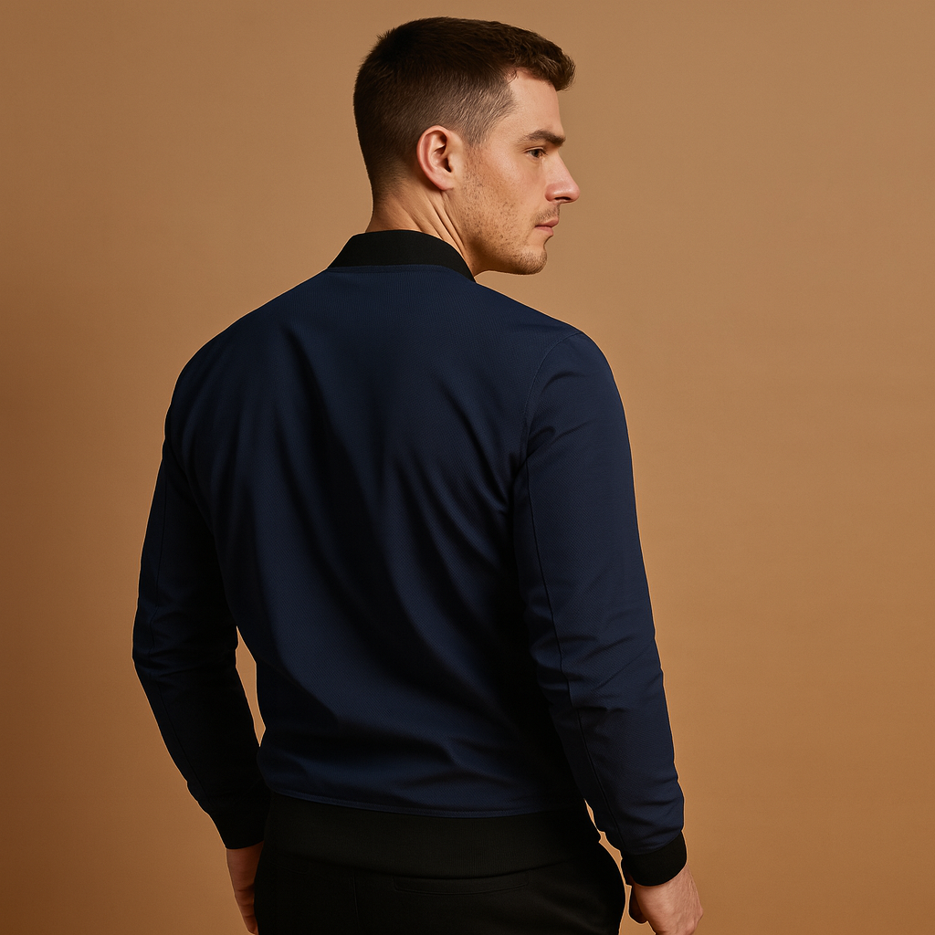 Men’s classic bomber jacket with zip, lightweight and durable design, perfect for casual wear and all seasons.