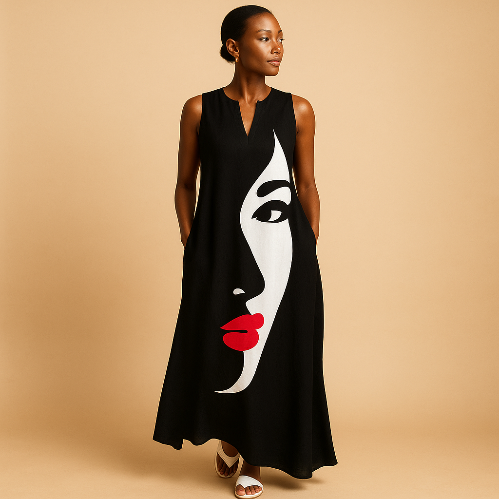 Colorful summer dress for women with lightweight breathable fabric and bold print, perfect for casual days, parties, and vacations.