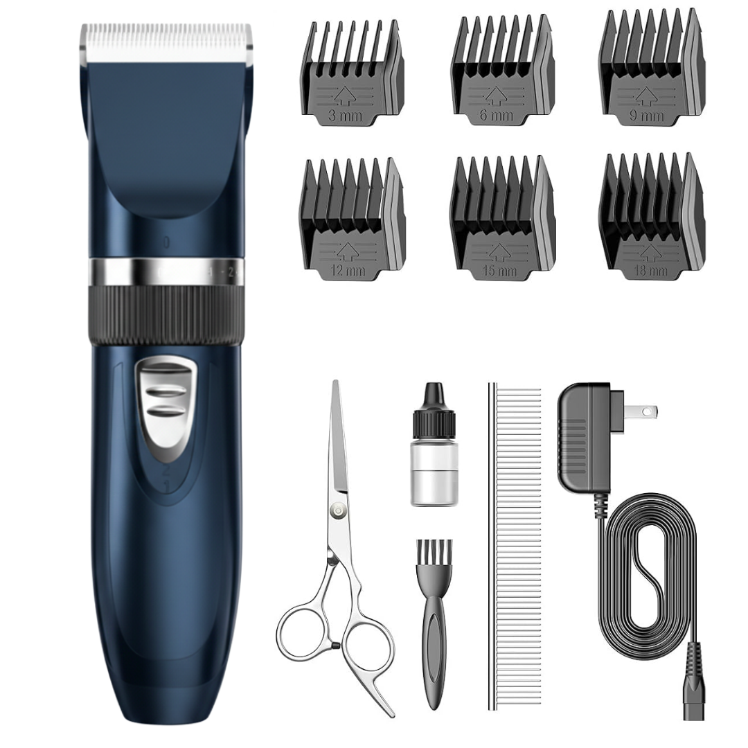 Cordless Pet Hair Clippers with Stainless Steel Blades and Guides