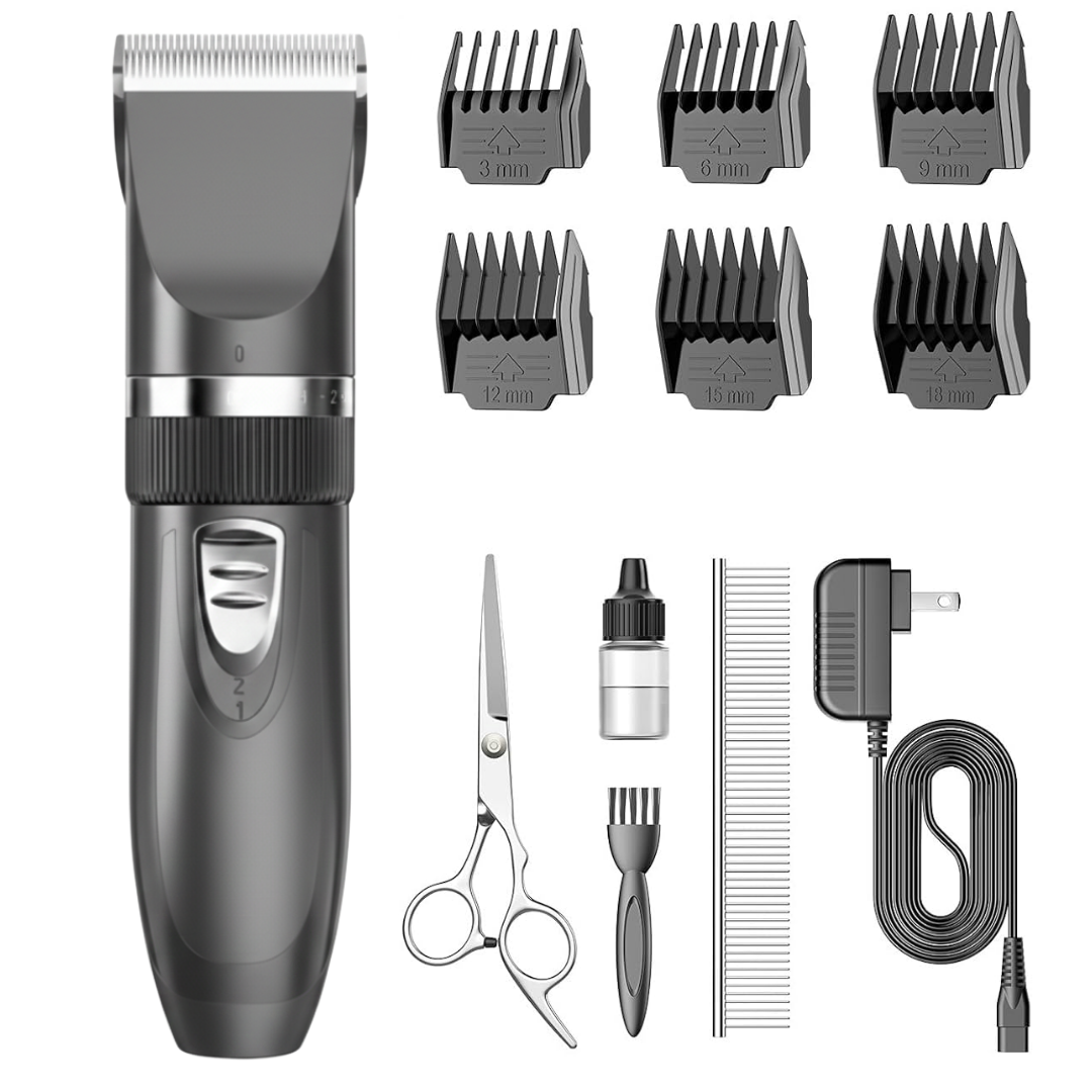 Cordless Pet Hair Clippers with Stainless Steel Blades and Guides