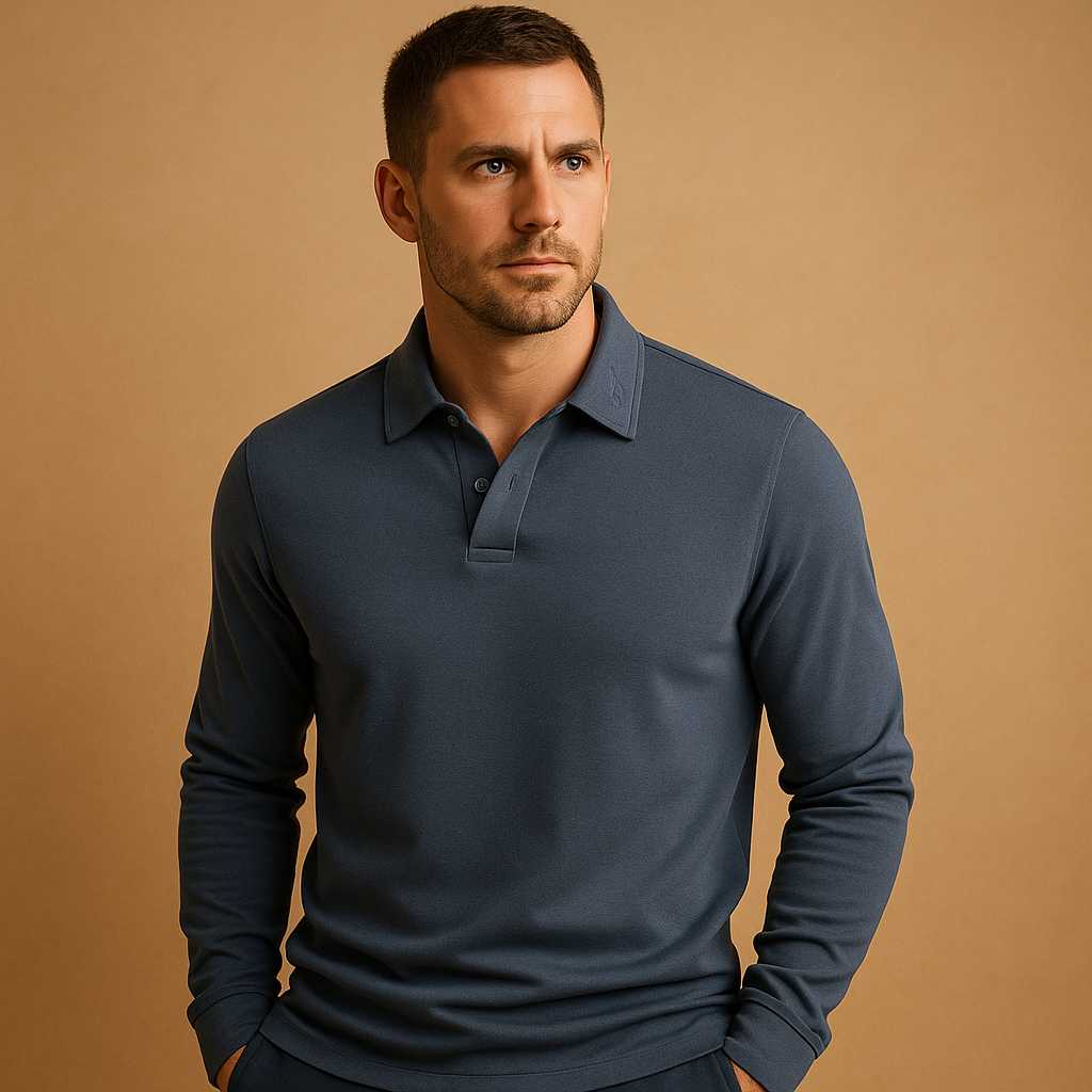 Cotton polo shirt for men with breathable fabric and classic fit, perfect for casual and semi-formal outfits.