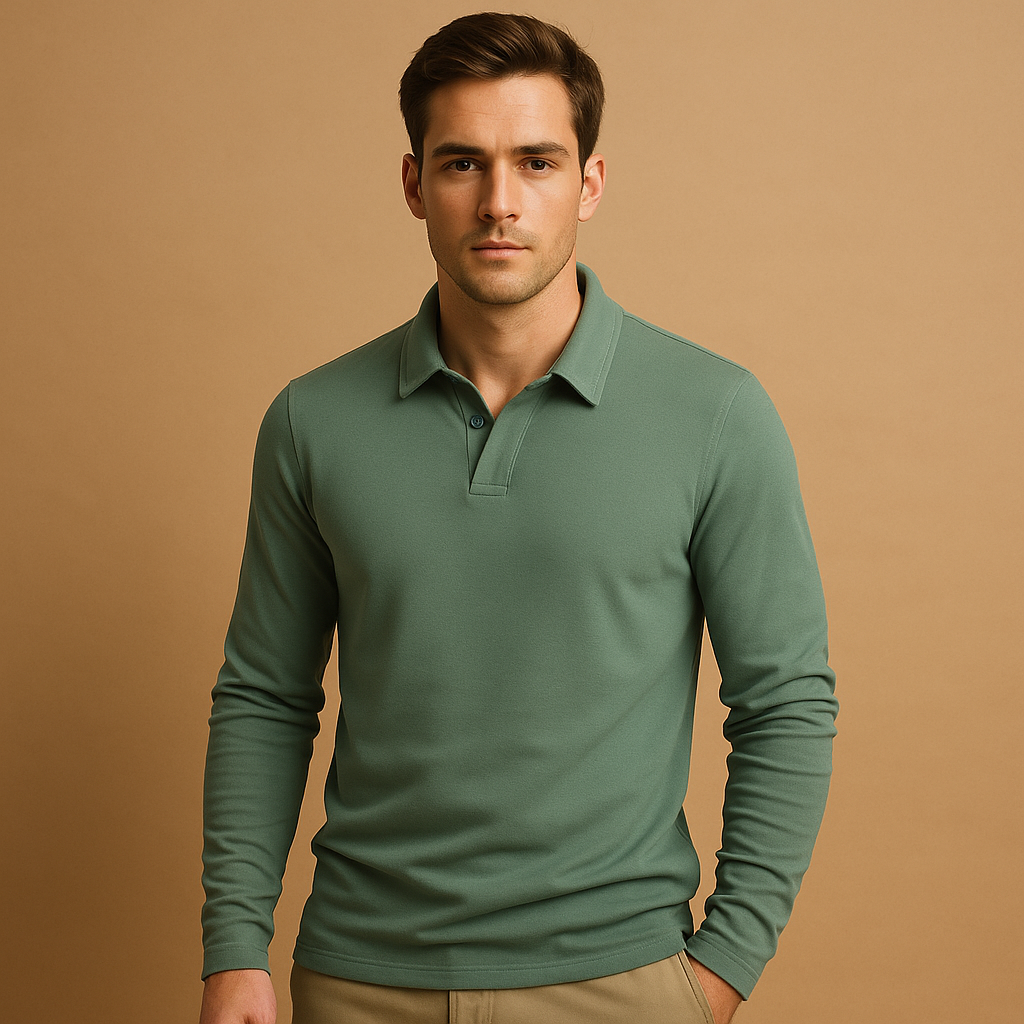 Cotton polo shirt for men with breathable fabric and classic fit, perfect for casual and semi-formal outfits.