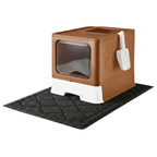 Covered Cat Litter Box with Top Exit, Mat and Scoop Included