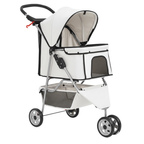 Dog and Cat Stroller with Mesh Panels, Storage Basket and Cup Holder