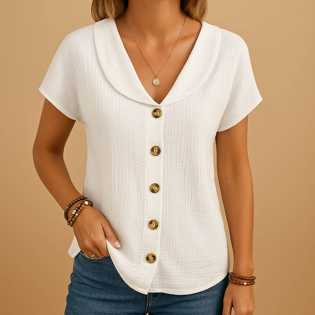 Women’s elegant button-up blouse with collar and breathable fit, perfect for casual and semi-formal occasions.